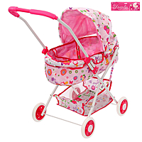 Коляска для кукол зимняя с корзиной, металлический каркас, МИКС