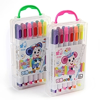 Фломастеры 12цв в пластиковом пенале с ручкой Мышка