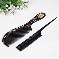 Набор "Совёнок", 2 предмета: расчёска с ручкой, с хвостиком,цвет чёрный