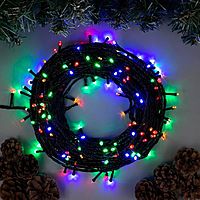 Гирлянда "Нить" 20 м , IP20, тёмная нить, 200 LED, свечение мульти, 8 режимов, 220 В