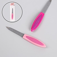 Пилка металлическая для ногтей, прорезиненная ручка, 12см, цвет МИКС