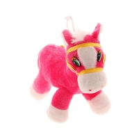 Мягкая игрушка-присоска "Лошадь" на боку цветок, в уздечке, цвета МИКС