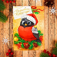 Аппликация перьями и стразами "Снегирь" + бантик