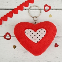 Мягкая игрушка-брелок "Сердце", вышивка в горох, цвета МИКС