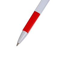 Ручка шариковая автоматическая Лого, Квадрат, белая с красным резиновым держателем и клипом