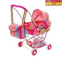 Коляска для кукол «Радуга», зимняя, с корзиной и сумкой, металлический каркас