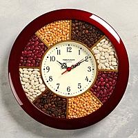 Часы настенные круглые "Специи", бордовый обод, 29х29 см