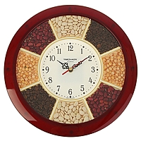 Часы настенные круглые "Специи", бордовый обод, 29х29 см