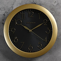 Часы настенные круглые "Золотая классика", накладные цифры, чёрный циферблат