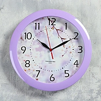 Часы настенные круглые "Цветущее дерево", сиреневый обод, 29х29 см