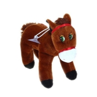 Мягкая игрушка присоска "Лошадь" с цветком на боку и большими глазками, стоит, цвета Микс