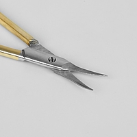 Ножницы маникюрные для кутикулы, узкие, загнутые, 9,5см, цвет золотой/серебристый, CSEC-503-HG-CVD