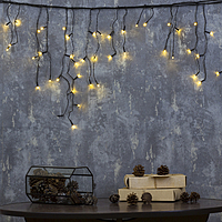 Гирлянда "Бахрома" 1.8 х 0.5 м , IP20, тёмная нить, 48 LED, свечение тёплое белое, 8 режимов, 220 В