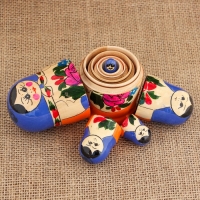 Матрёшка «Розочка», голубой платок, 5 кукольная, 8 см