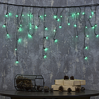 Гирлянда "Бахрома" 1.8 х 0.5 м , IP20, тёмная нить, 48 LED, свечение зелёное, 8 режимов, 220 В
