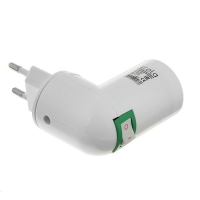 Переходник Ecola, вилка-патрон, E27, 60х83 мм, с выключателем, белый