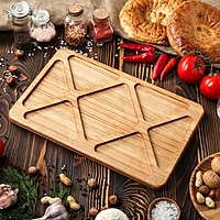 Тарелка-поднос для закусок "Лабиринт", массив ясеня, 40х25 см