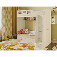 Детская двухъярусная кровать «Астра 3», цвет дуб молочный/дуб молочный