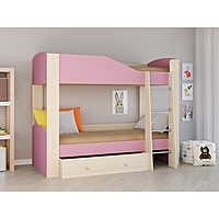 Детская двухъярусная кровать «Астра 2», цвет дуб молочный/розовый