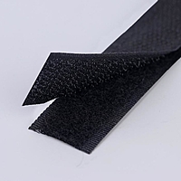 Лента-липучка, ширина 20мм, 50см, цвет чёрный