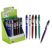Фонарик-ручка с лазером карманный, 2 диода, цвета МИКС