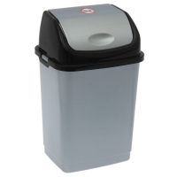 Контейнер для мусора 8 л, "Камелия", цвет серебристый перламутр/черный