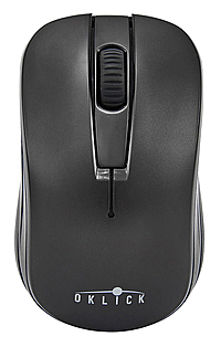 Мышь Oklick 445MW черный, оптическая (1200dpi), беспроводная USB (2but)