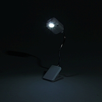 Лампа-прищепка для чтения прямоугольная белая, 1 диод