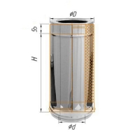 Дымоход Феррум утепленный нержавеющий 430/0,5мм, зеркальный нержавеющий d 115/200, L=0,5 м, по воде