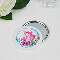 Зеркало компактное металл круг (1) без увел d7,5см единороги пакет QF