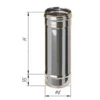 Дымоход Феррум нержавеющий 430/0,5 мм, d 150, L=0,5м