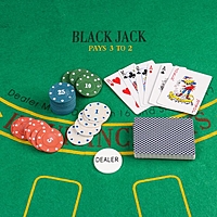 Набор для покера Poker Chips: 2 колоды карт по 54 шт., 100 фишек, сукно, в блистере