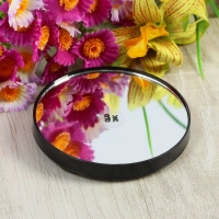 Зеркало для макияжа, с увеличением Х3, одностороннее, круглое, d=9см, на присосках, цвет чёрный
