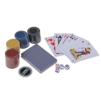 Игра 5 Game Set, набор: рулетка + 2 шарика + 4 кубика + 1 колода карт + 100 фишек + сукно 33 × 29 см