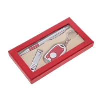 Подарочный набор, 3 предмета в коробке: ручка, брелок-фонарик, кусачки