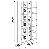 Стеллаж комбинированный «Остин», 1000×300×2000 мм, цвет шимо светлый/белый