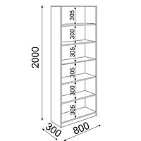 Стеллаж «Остин», 800×300×2000 мм, цвет шимо светлый/белый