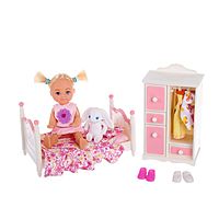 Кукла-малышка с кроваткой и зайкой в коробке в ассортименте