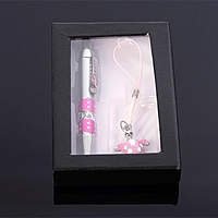 Набор подарочный 2в1: ручка, подвеска "Черепаха с колокольчиками", цвет розовый