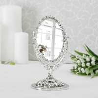 Зеркало настольное "Ажур", круглое, d=12см, двустороннее, с увеличением, цвет серебристый