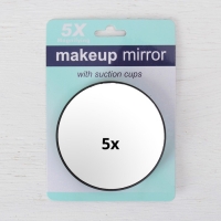 Зеркало для макияжа, с увеличением X5, одностороннее, круглое, d=9см, на присосках, цвет чёрный