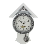 Часы настенные на накладке "Серия Элея. Домик" с маятником, белые, узорный циферблат