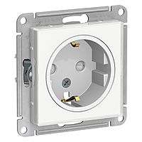 Розетка SE ATLASDESIGN ART, 250 В, 16 А, встраиваемая, с заземлением, шторки, IP20, белая, ATN200145