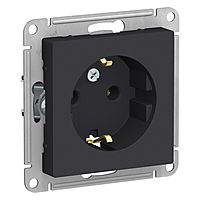 Розетка SE ATLASDESIGN, 250 В, 16 А, встраиваемая, с заземлением, IP20, карбон, ATN001043