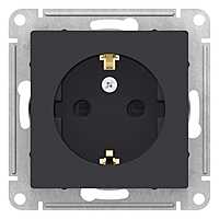 Розетка SE ATLASDESIGN, 16 А, со шторками,с з/к, механизм, цвет карбон