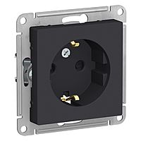 Розетка SE ATLASDESIGN, 250 В, 16 А, встраиваемая, с заземлением, шторки, IP20, карбон, ATN001045