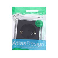 Розетка SE ATLASDESIGN, 250 В, 16 А, встраиваемая, с заземлением, шторки, IP20, карбон, ATN001045