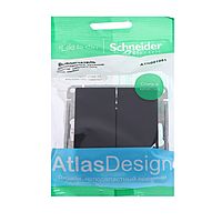 Выключатель двухклавишный SE ATLASDESIGN, 10 А, IP20, скрытый, карбон, ATN001051