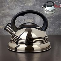 Чайник со свистком 2,8 л "Волна", с индикатором нагрева, фиксированная ручка