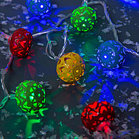 Гирлянда "Нить" 4 м с насадками "Шарик с орнаментом", IP20, прозрачная нить, 20 LED, свечение мульти, 8 режимов, 220 В